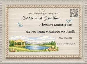 Carrie & Jonathan To TOM personalized quilt label for carrie and Jonathan