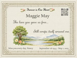 Maggie May Memorial Personalized memory quilt label