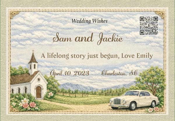 Personalized quilt label of carrie and jonathan