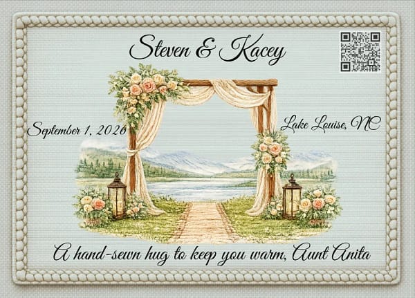 personalized quilt label for Steven & Kacey