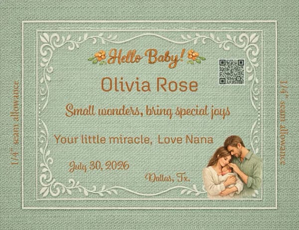 personalized quilt label for olivia rose