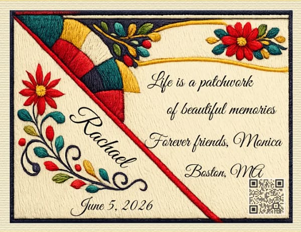 personalized quilt label to compliment your modern quilt Rachael