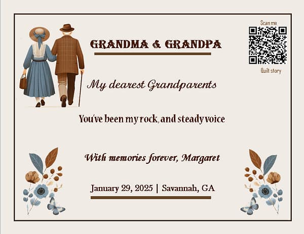 Grandma & Grandpa custom quilt label - grandma & grandpa