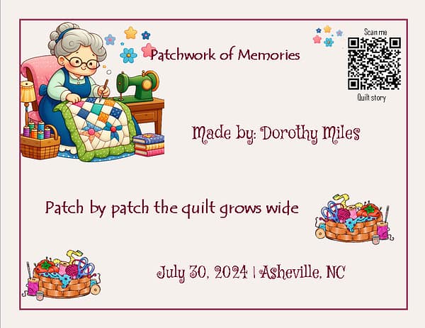 quilt label - patchwork of memories
